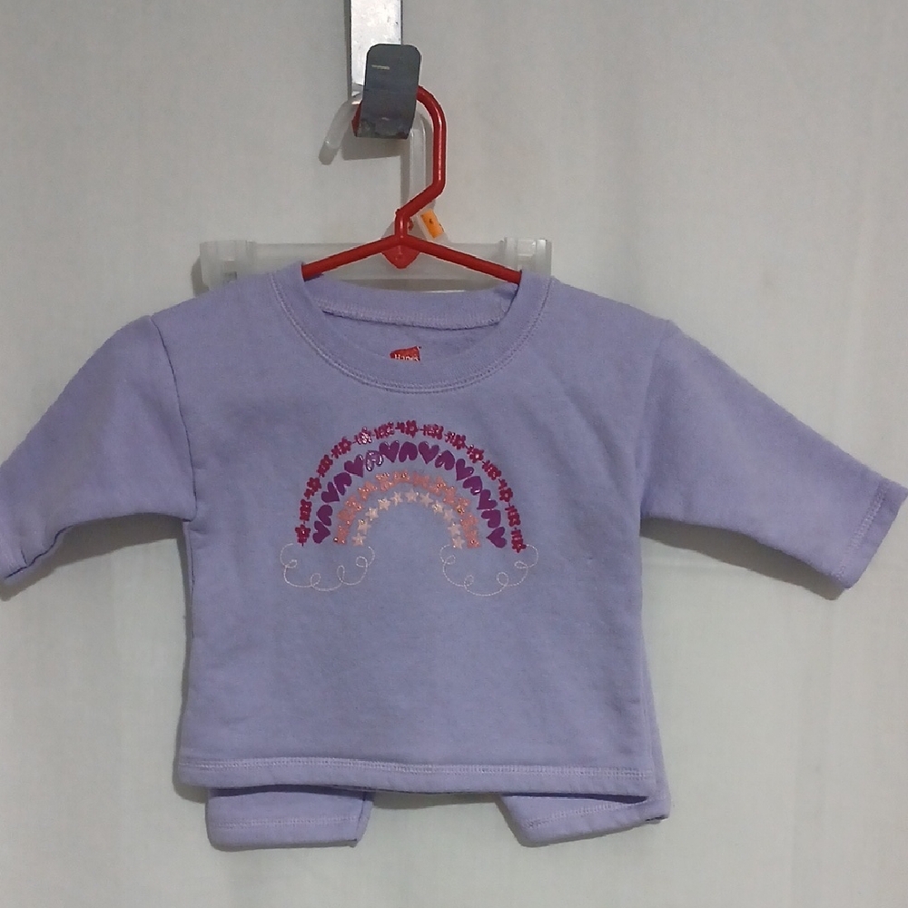 Hanes Lavender Infants Long Sleeve Set with Rainbow